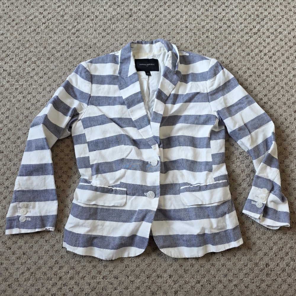 Banana republic striped linen blend blazer